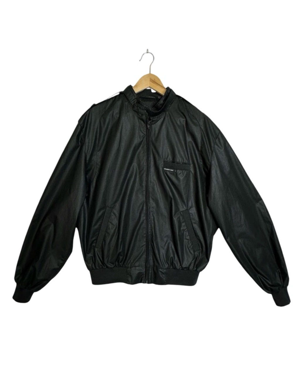 MEMBERS ONLY Vintage Black Racer Jacket Size 44L Size Small Long/Tall